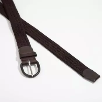 Ремень женский, ширина 3,5 см, винт, резинка плетёнка, цвет коричневый