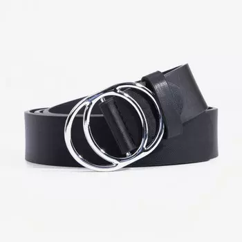 Ремень женский, ширина 3,5 см, затяжка, пряжка металл, цвет чёрный