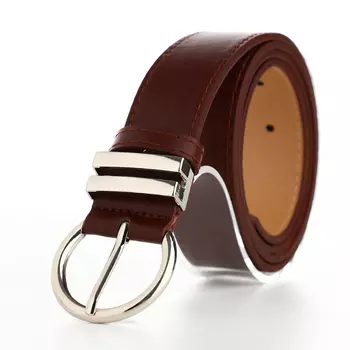 Ремень женский с винтом, 1103.5 см, круглая пряжка металл, серебристая, коричневый