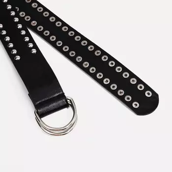 Ремень женский, ширина 3,6 см, пряжка металл, люверсы, цвет чёрный