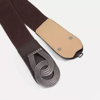 Ремень женский, ширина 3,8 см, резинка, пряжка серебро, цвет тёмно-коричневый