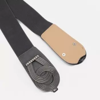 Ремень женский, ширина 3,8 см, резинка, пряжка серебро, цвет тёмно-серый