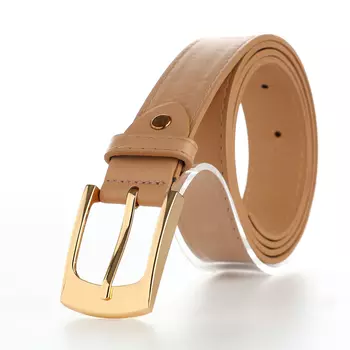 Ремень женский, 1103 см, классическая пряжка металл, золотистая, бежевый