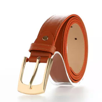 Ремень женский, 1103 см, классическая пряжка металл, золотистая, рыжий