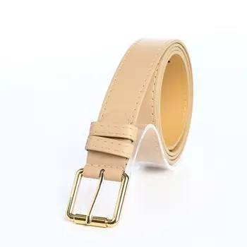 Ремень женский с винтом, 1103 см, классическая пряжка металл, золотистая, бежевый