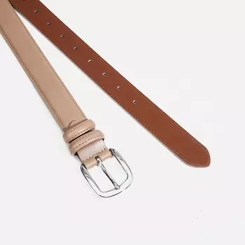 Ремень женский, ширина 3 см, винт, пряжка металл, цвет бежевый