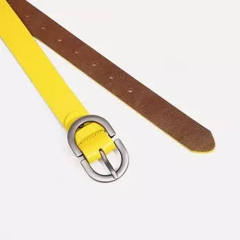 Ремень женский, ширина 3 см, винт, пряжка металл, цвет жёлтый