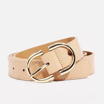 Ремень женский, ширина 3 см, винт, пряжка металл, цвет бежевый