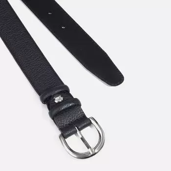 Ремень женский, ширина 3 см, винт, пряжка металл, цвет чёрный