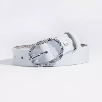 Ремень женский, ширина 3 см, винт, пряжка металл, цвет белый