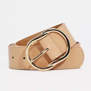 Ремень женский, ширина 4 см, пряжка металл, цвет бежевый