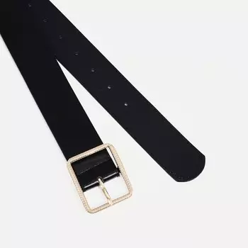 Ремень женский, ширина 4 см, пряжка металл, цвет чёрный