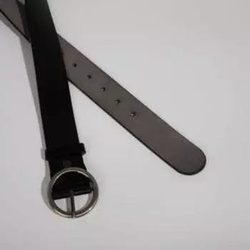Ремень женский, ширина 4 см, винт, гладкий, пряжка металл, цвет чёрный