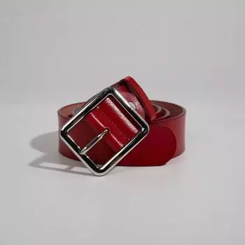 Ремень женский, ширина 4 см, винт, пряжка металл, цвет красный