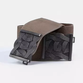 Ремень женский, ширина 5,5 см, резинка, пряжка серебро, цвет серо-коричневый