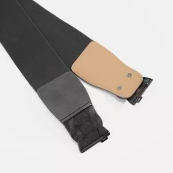 Ремень женский, ширина 5,5 см, резинка, пряжка серебро, цвет тёмно-серый