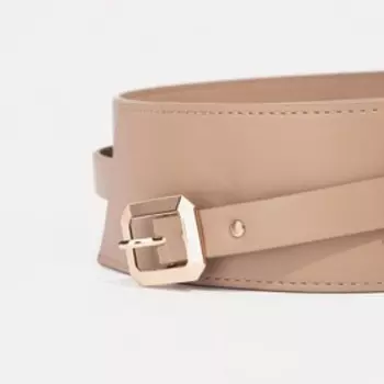 Ремень женский, ширина 6 см, пряжка металл, цвет бежевый