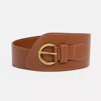 Ремень женский широкий, 987.5 см, пряжка металл, золотистая, коричневый
