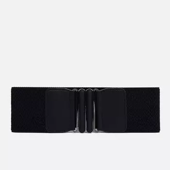 Ремень женский, ширина 7,5 см, резинка, пряжка металл, цвет чёрный