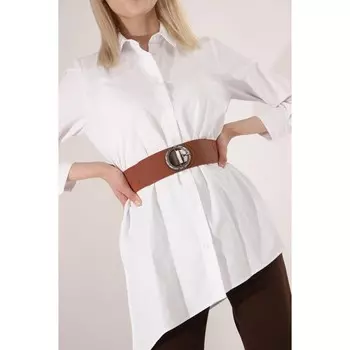 Ремень женский, XS-L, ширина 6 см, пряжка металл, цвет коричневый