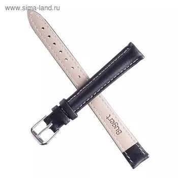 Ремешок для часов "Соломон" 14 мм, натуральная кожа, l-20 см, черный