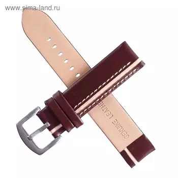 Ремешок для часов "Bugert" 22 мм, натуральная кожа, l=20 см, коричневый с белой полосой