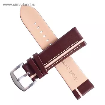 Ремешок для часов "Bugert" 24 мм, натуральная кожа, l=20 см, коричневый с белой полосой