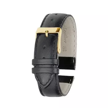 Ремешок для часов, мужской, 18 мм, запряжник 75 мм, горт 115 мм, натуральная кожа, черный