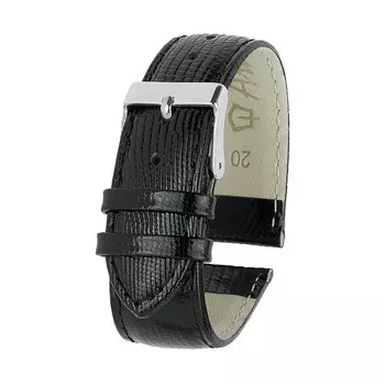 Ремешок для часов, мужской, 20 мм, натуральная кожа, чёрный