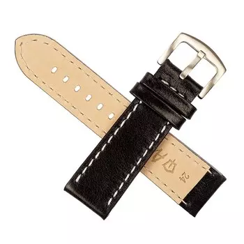 Ремешок для часов, мужской, 24 мм, запряжник 80 мм, горт 120 мм, натуральная кожа, черный