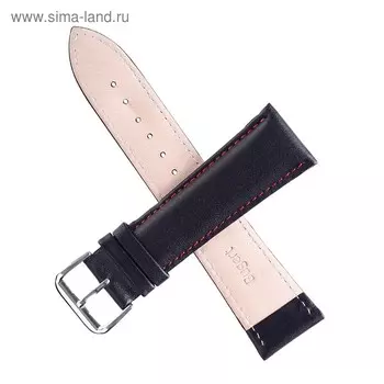 Ремешок для часов "Соломон" 22 мм, натуральная кожа, l-20 см, черно-красный