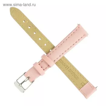 Ремешок для часов "Соломон", 12 мм, натуральная кожа, l-18 см, светло-розовый