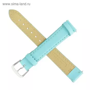 Ремешок для часов "Соломон", 16 мм, натуральная кожа, l-20 см, голубой