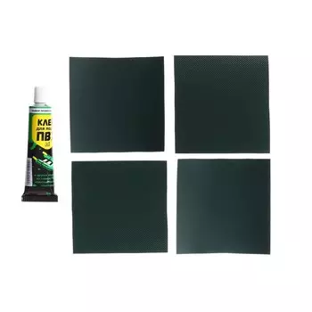Ремкомплект, клей пвх, 4 заплатки зеленого цвета
