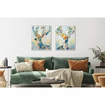 Репродукция картины «Разноцветный олень №2», 40х50 см, рама 20-001d