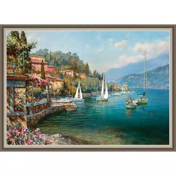 Репродукция картины «Яхты на синей воде», 70х100 см, рама 55-004В