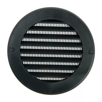 Решетка вентиляционная ZEIN, d=100 мм, круглая, с сеткой, с фланцем, неразъемная, графит