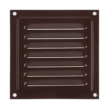 Решетка вентиляционная ZEIN Люкс РМ1212КР, 125 х 125 мм, с сеткой, металлическая, коричневая