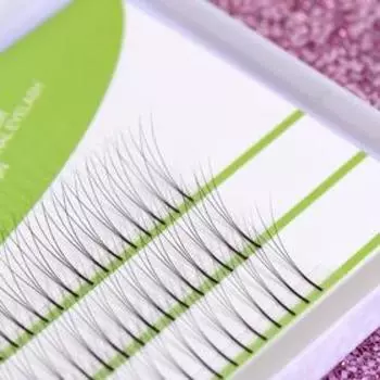 Ресницы для наращивания, пучки, 12 мм, толщина 0,07 мм, изгиб C, 120 пучков, цвет чёрный