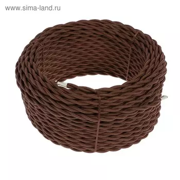 Ретро провод ПуГВсн Luazon Lighting "Винтаж", 50 м, 2х2.5 мм2, коричневый