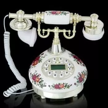 Ретро-телефон "Роза", 21 х 25 см, громкая связь, белый