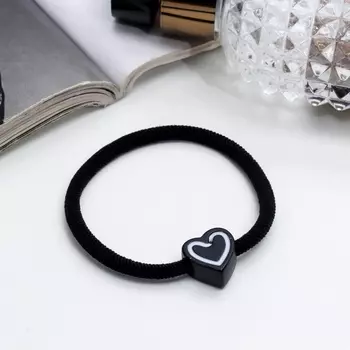 Резинка для волос «Алеста», сердце, 5 см, чёрный