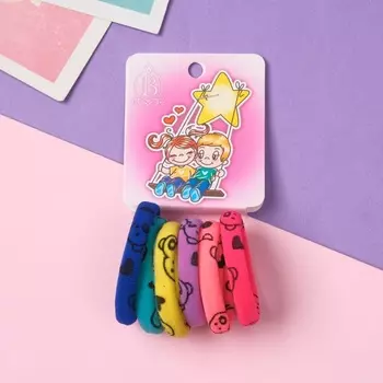 Резинки для волос «Амурные дела», набор 6 шт., звездная пара, 4 см, мишки