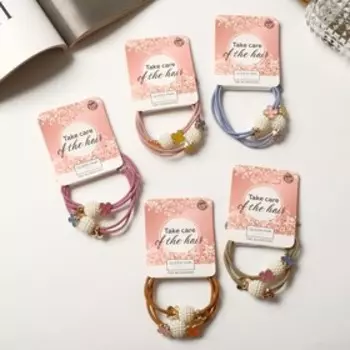 Резинка для волос "Авелин" (набор 2 шт) шарик, микс