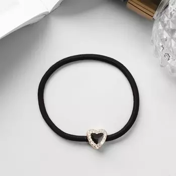 Резинка для волос «Авиталь», сердце, 5 см, чёрная