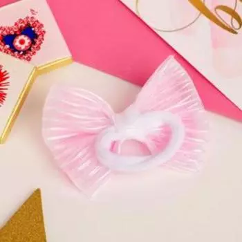 Бант для волос на резинке «Аленушка», клеточка, 6.5 см, розово-белый