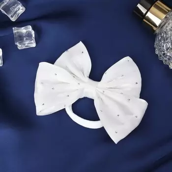 Резинка для волос бант "Школьница" блеск,10х7 см ,белый