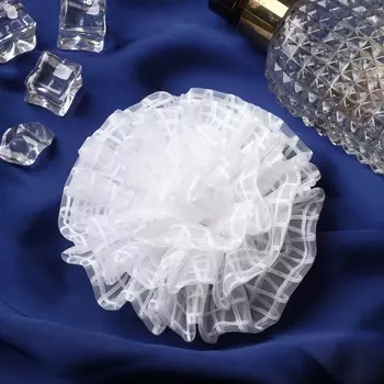 Резинка для волос бант "Школьница" волны, d-10 см, белый