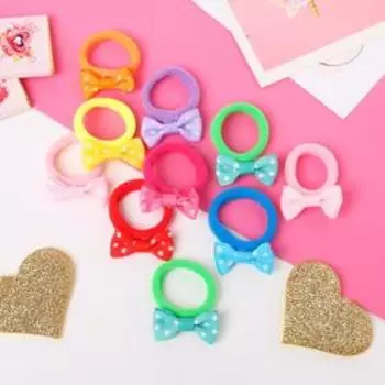 Резинка для волос "Бантик" (набор 30 шт) ассорти неон, микс