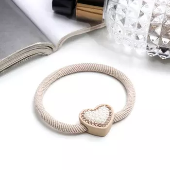 Резинка для волос «Бирсен», сердце, 5 см, бежевый